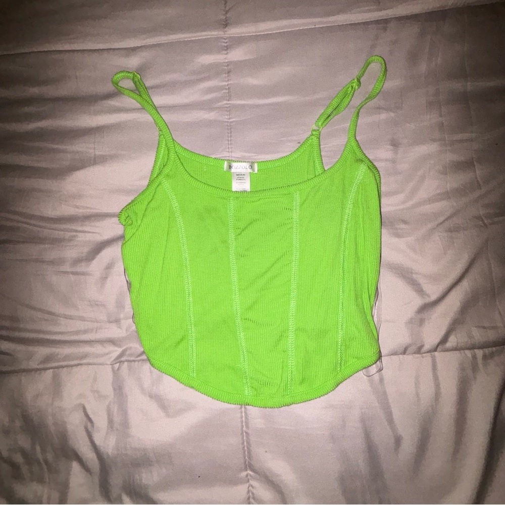 neon green bottom u cut tank top